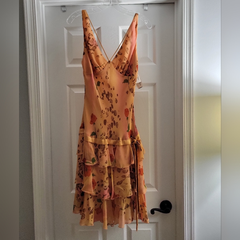 Dina Bar-El Orange Silk Dress Medium
